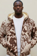 Suede Cowprint Patchwork hooded jacket