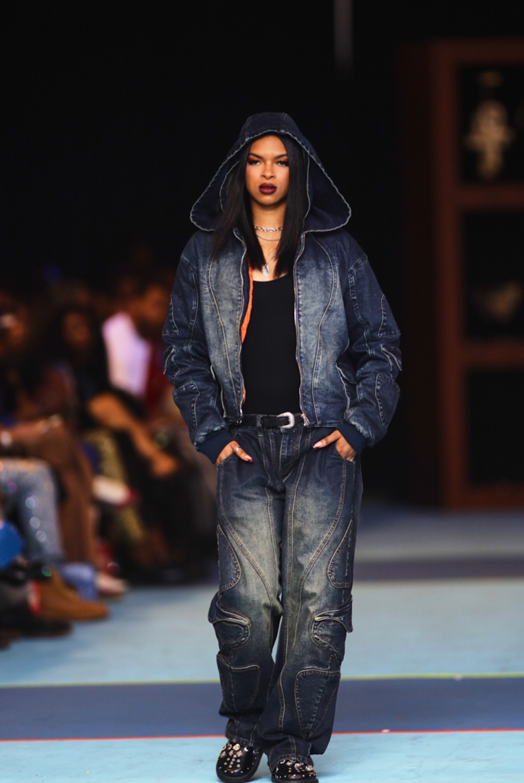 Double hoodie denim set