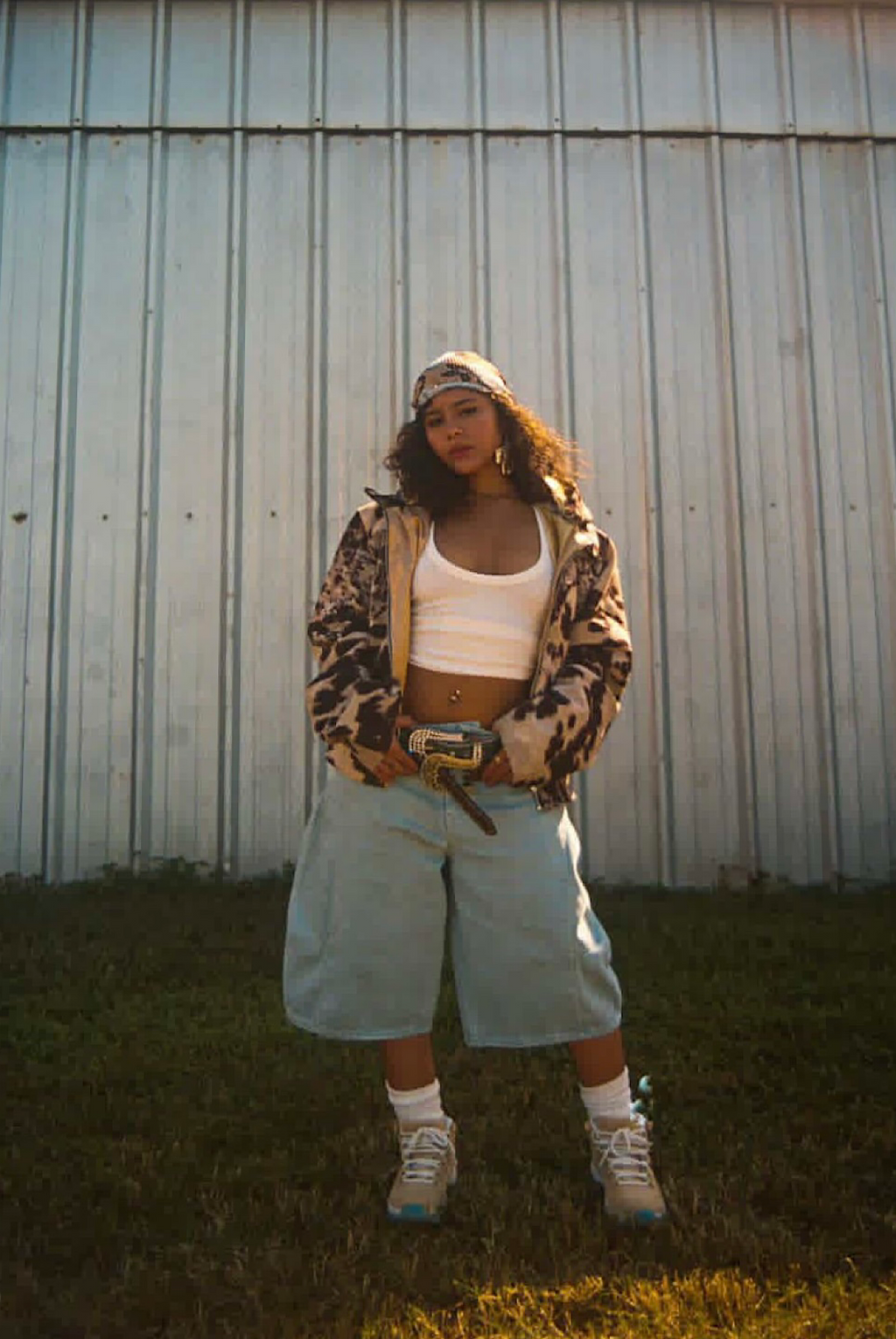 Suede Cowprint Patchwork hooded jacket